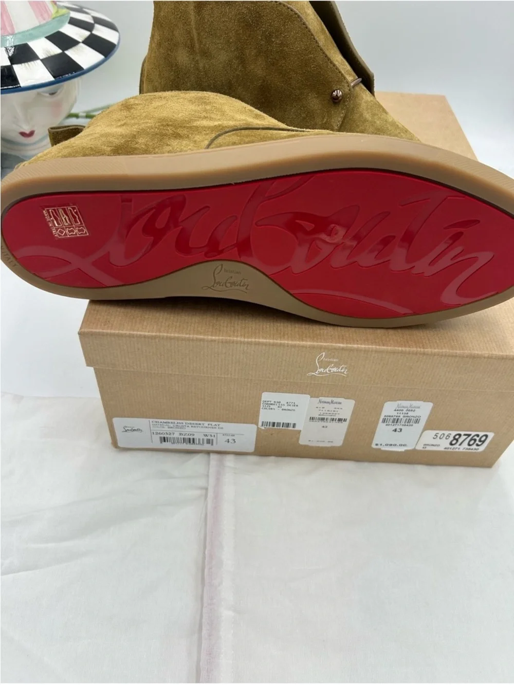Christian Louboutin Men’s CHAMBELOSS DESERT SUEDE BOOTW . Size 43